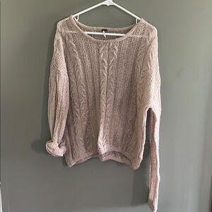 Free People Pale Pink Crew Neck Lightweight Sweater